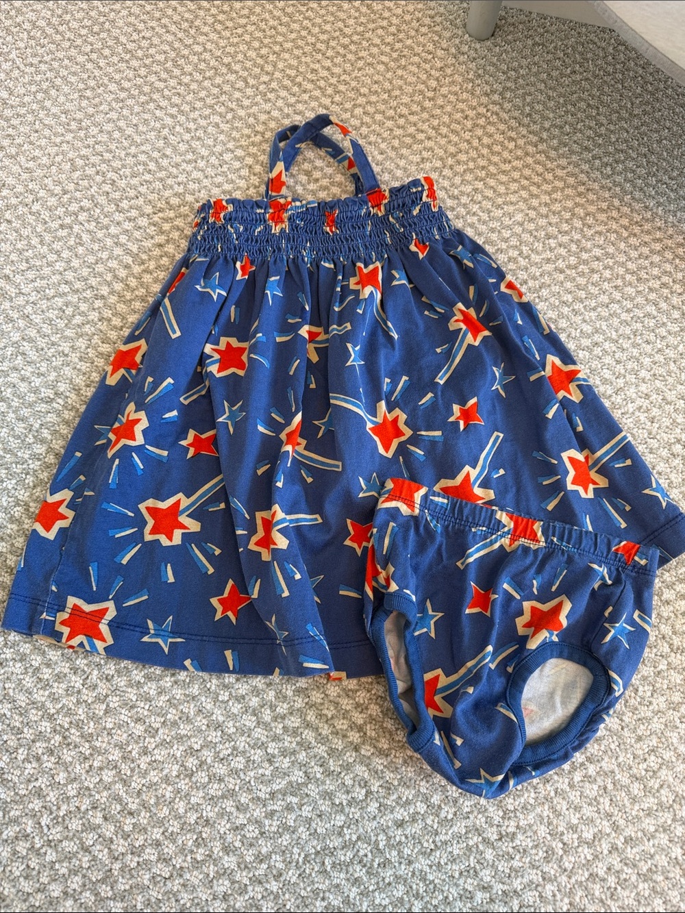 Hanna Andersson Navy Star-Print Sundress with Matching Bloomers